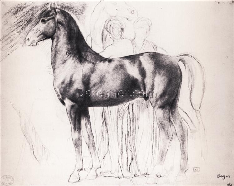 Edgar Degas Study for Semiramis Building Babylon – Impressionism Pencil and Stump Sketch Reproduction (1861)