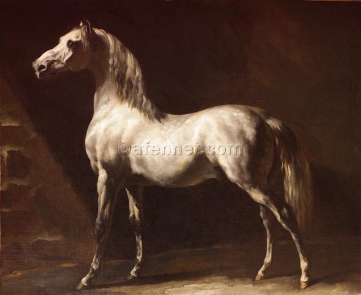 Romanticism Horse Study: Study of a Dapple Grey by Théodore Géricault – Oil Reproduction on Canvas