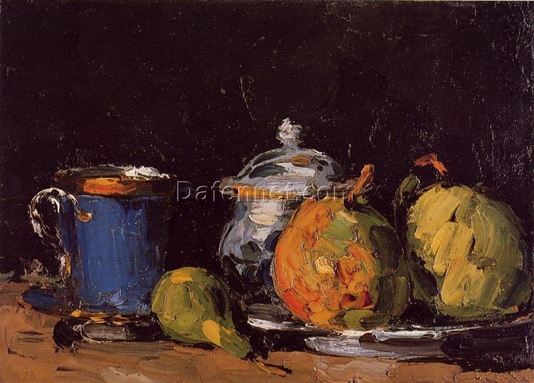 Sugar Bowl, Pears and Blue Cup” by Paul Cézanne – Masterful Romantic Still Life (c.1866)