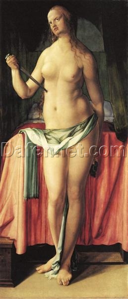 Suicide of Lucretia by Albrecht Dürer – 1518 Northern Renaissance Oil Painting on Panel