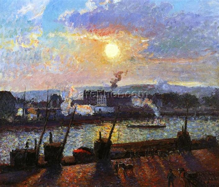 Rouen Sunset” (1898) – Impressionist Cityscape by Camille Pissarro in Oil