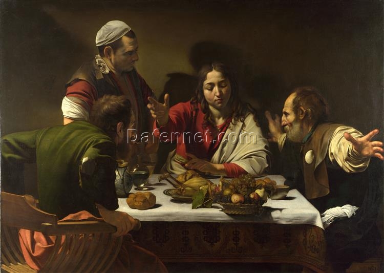 Hand-Painted Oil Reproduction of ‘Supper at Emmaus’ by Caravaggio – Baroque Religious Masterpiece