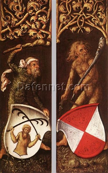 Sylvan Men with Heraldic Shields by Albrecht Dürer – 1499 Oil Painting Reproduction from the Northern Renaissance