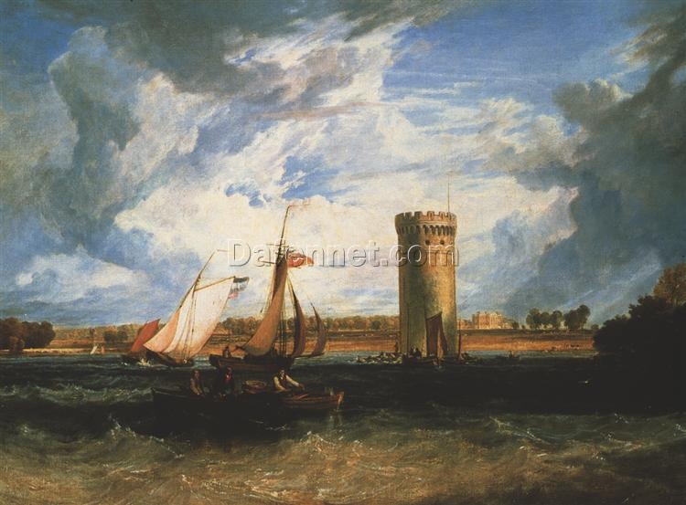 J.M.W. Turner Oil Painting – Tabley, the Seat of Sir J.F. Leicester Bt.: Windy Day, Romantic Marina Scene