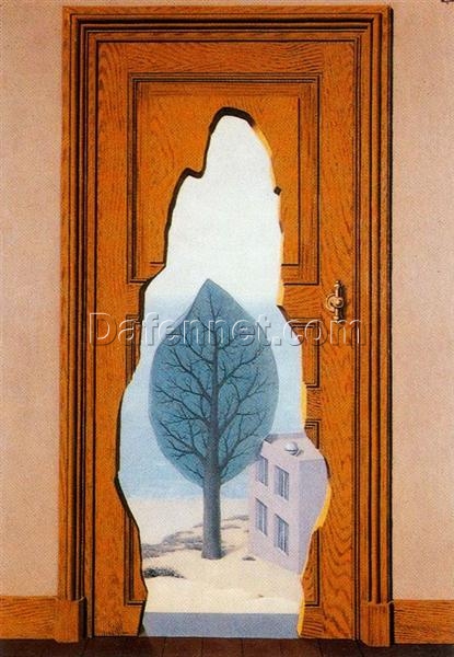 The Amorous Perspective Inspired by René Magritte – 1935 Surrealist Symbolic Oil Painting, Canvas (116×81 cm)