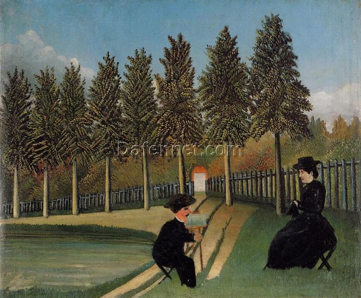 Henri Rousseau The Artist Painting His Wife – 1900-1905 Naïve Art Oil Painting | Handmade Canvas Art, Intimate Genre Scene