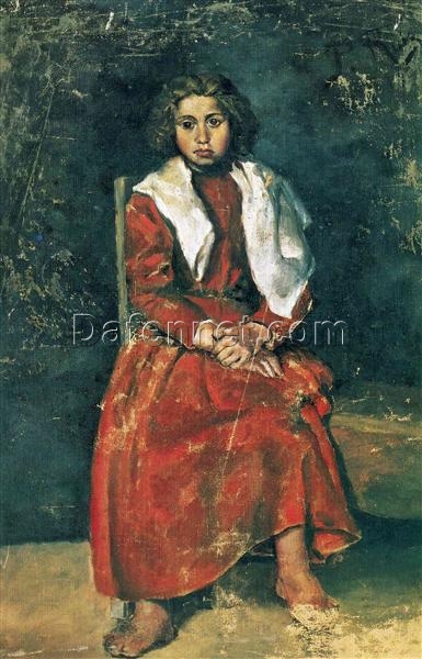 Realistic Oil Portrait Inspired by Pablo Picasso – ‘The Barefoot Girl’ on Canvas