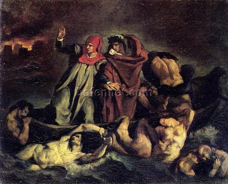 The Barque of Dante – Inspired by Delacroix’s Masterpiece, Édouard Manet (1854) Literary Oil Painting Reproduction