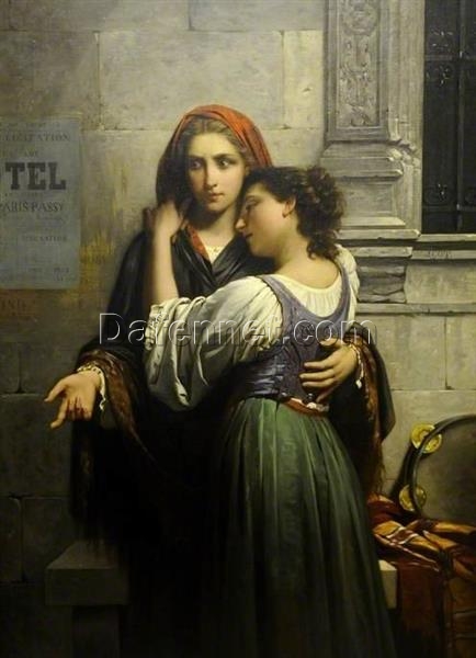 Hand-Painted Pierre-Auguste Cot ‘The Beggar Girls (Charity for My Sister)’ Oil Painting – Classical Genre Art on Canvas from Dafen Village Studio