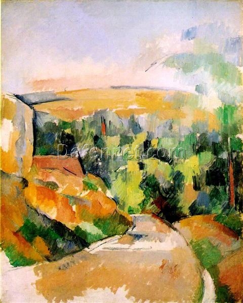 Cubist Landscape Masterpiece – The Bend in the Road, c.1905 by Paul Cézanne, High-Quality Replica