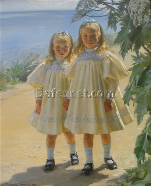 The Benzon Daughters by Peder Severin Kroyer – 1897 Impressionist Portrait Reproduction