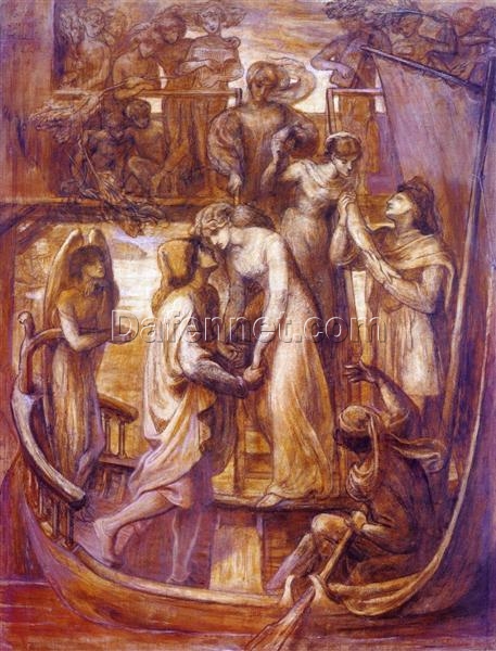 Symbolic Love – The Boat of Love by Dante Gabriel Rossetti, Romantic Oil on Canvas