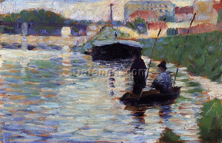 Hand-Painted Georges Seurat ‘The Bridge – View of the Seine’ Oil Painting – Impressionist Genre Art from Dafen Village Studio