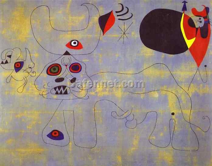 Joan Miró 1945 ‘The Bull Fight’ – Surrealist Oil on Canvas Artwork Reproduction