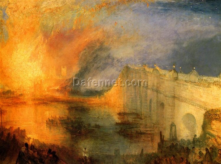 J.M.W. Turner Oil Painting – The Burning of the Houses of Parliament, 1834, Romantic Cityscape