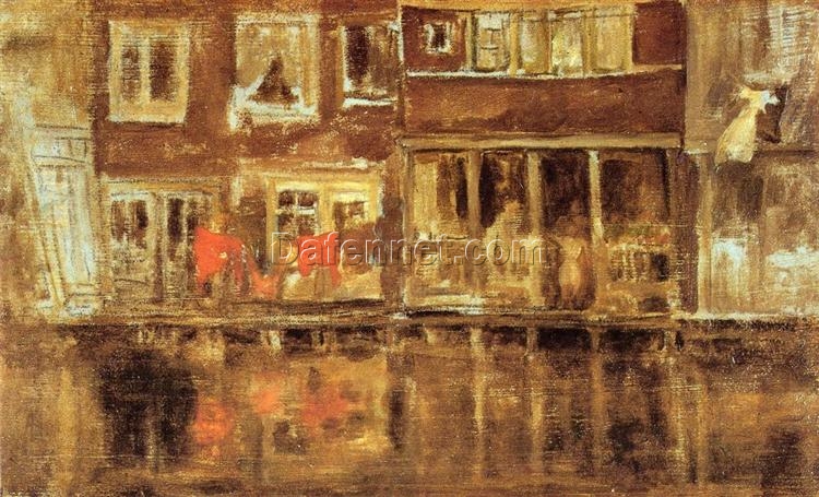 The Canal by James Whistler – 1889 Tonalism Cityscape Oil Painting, Famous Artist Artwork