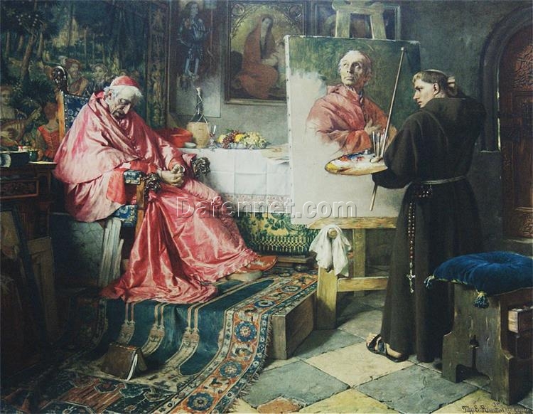 Toby Edward Rosenthal’s The Cardinal’s Portrait – Academicism Genre Painting Replica