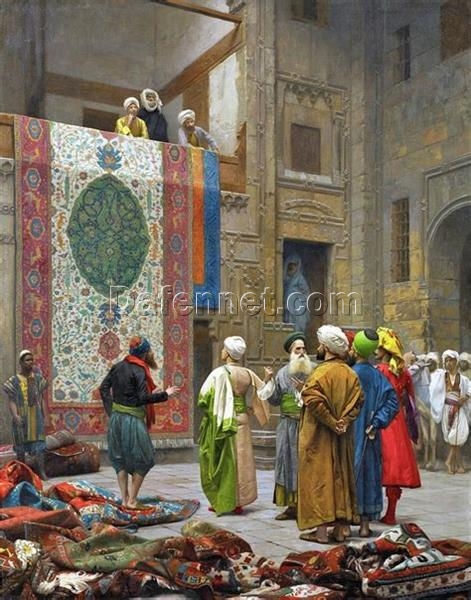 Hand-Painted Oil Reproduction of Jean-Léon Gérôme’s ‘The Carpet Merchant’ (1887) – Orientalism Genre Painting from Dafen Village Studios