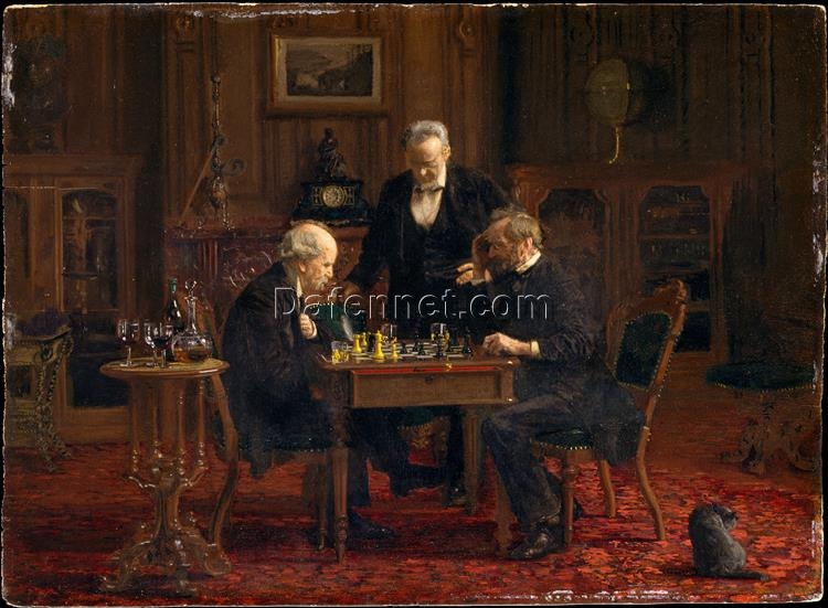 The Chess Player by Thomas Eakins – Handcrafted Realist Genre Art Reproduction