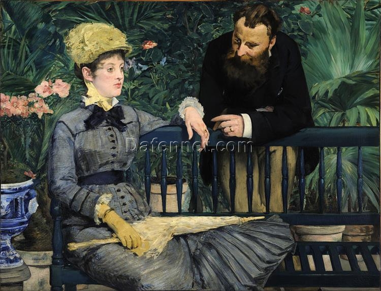 Oil Painting Inspired by Edouard Manet’s The Conservatory – Elegant Portrait Art on Canvas