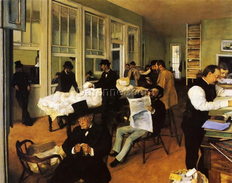 A Cotton Office in New Orleans – 1873 Edgar Degas Impressionist Painting for Sale