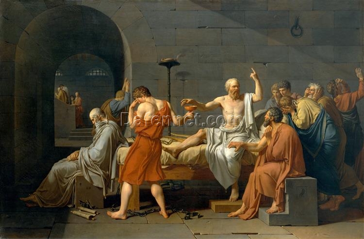 Neoclassical Oil Painting Reproduction of The Death of Socrates by Jacques-Louis David