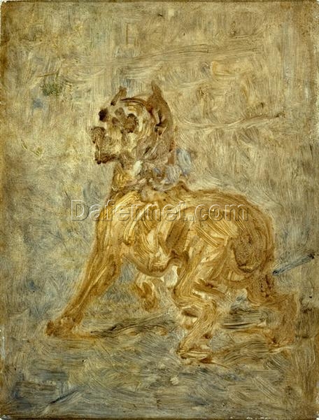 The Dog (Sketch of Touc) by Henri de Toulouse-Lautrec – 1880 Impressionist Oil Painting