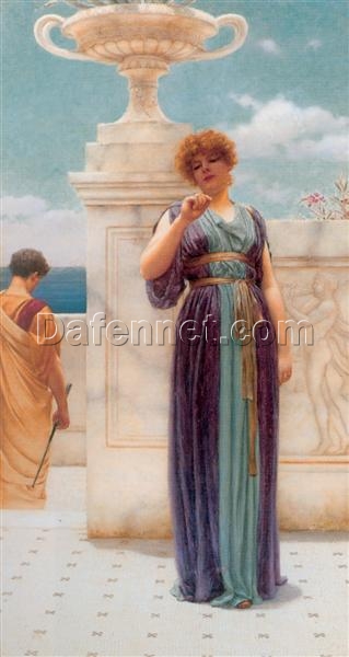 The Engagement Ring by John William Godward | 1891 Neoclassical Genre Oil Painting