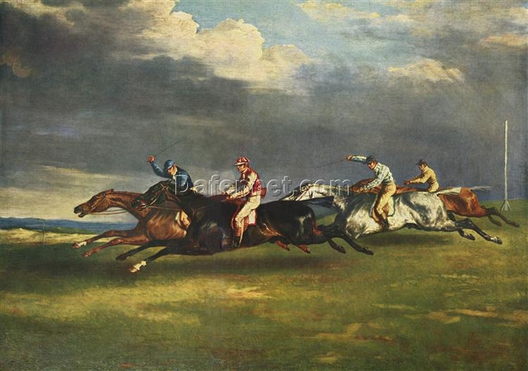 Théodore Géricault The Epsom Derby – Romanticism Genre Painting Reproduction on Canvas