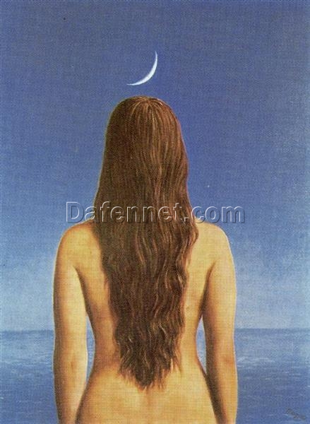 The Evening Gown Inspired by René Magritte – 1954 Surrealist Nude Oil Painting, Canvas