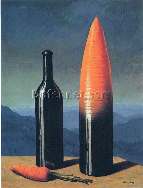 The Explanation Inspired by René Magritte – 1952 Surrealist Still Life Oil Painting, Canvas (46×35 cm)