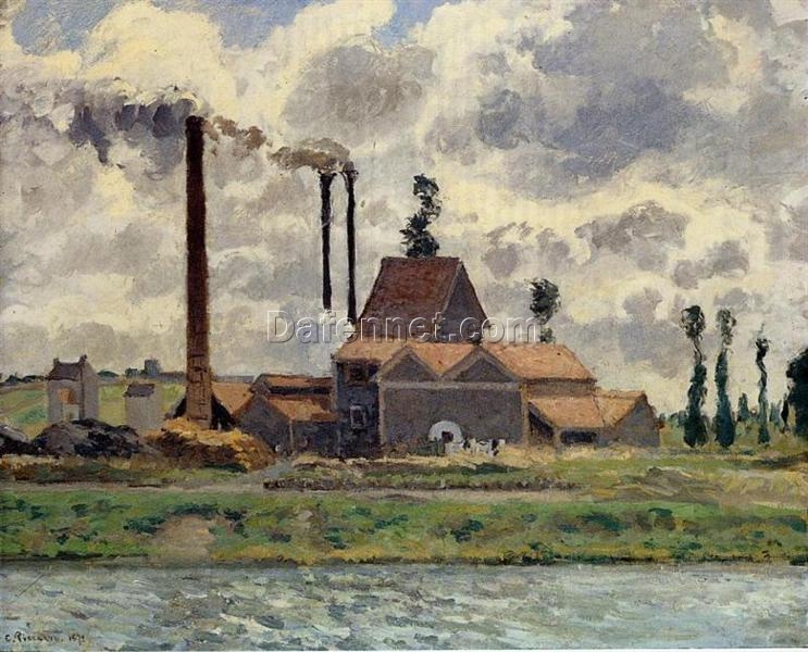 The Factory” – 1873 Impressionist Oil Painting by Camille Pissarro