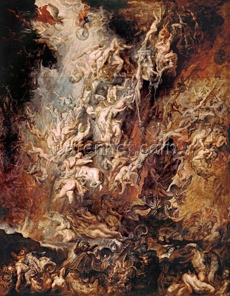 The Fall of the Damned” by Peter Paul Rubens – Baroque Religious Painting Reproduction on Canvas