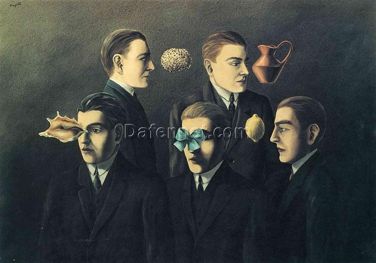 The Familiar Objects Inspired by René Magritte – 1928 Surrealist Symbolic Oil Painting, Canvas (81×116 cm)