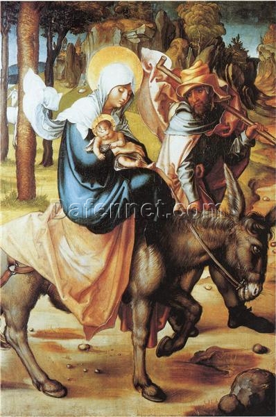 The Flight to Egypt by Albrecht Dürer – 1494-1497 Religious Oil Painting on Panel from The Seven Sorrows of Mary Series