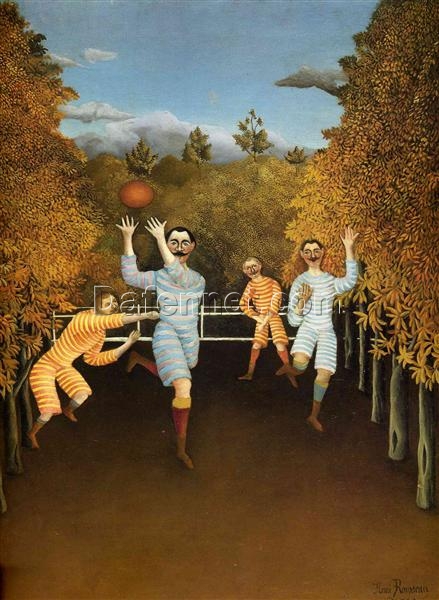 Henri Rousseau The Football Players (Soccer) – 1908 Naïve Art Oil Painting | Handmade Canvas Art, Energetic Soccer Scene