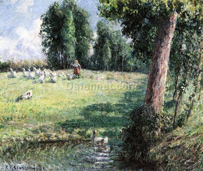 The Goose Girl” (1900) – Impressionist Oil Portrait by Camille Pissarro