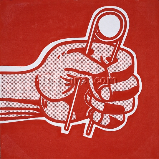 Pop Art Canvas Painting Inspired by Roy Lichtenstein’s ‘The Grip’ – Hand-Painted Oil Art for Modern Homes