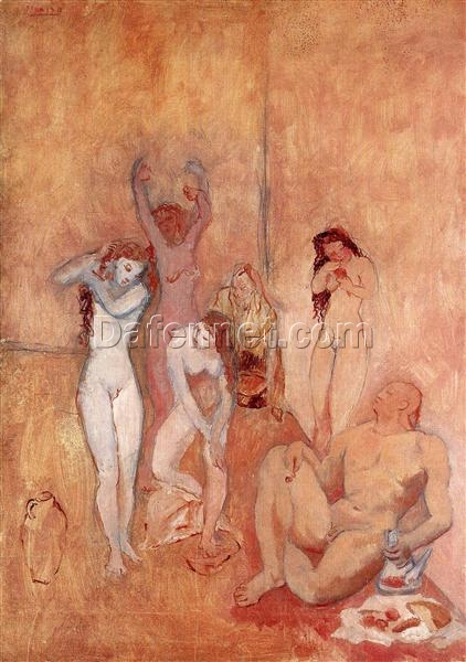 Expressionist Genre Painting Inspired by Pablo Picasso – ‘The Harem’ (1906) Oil on Canvas