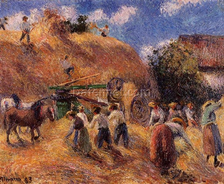 The Harvest” – 1883 Agricultural Genre Painting by Camille Pissarro