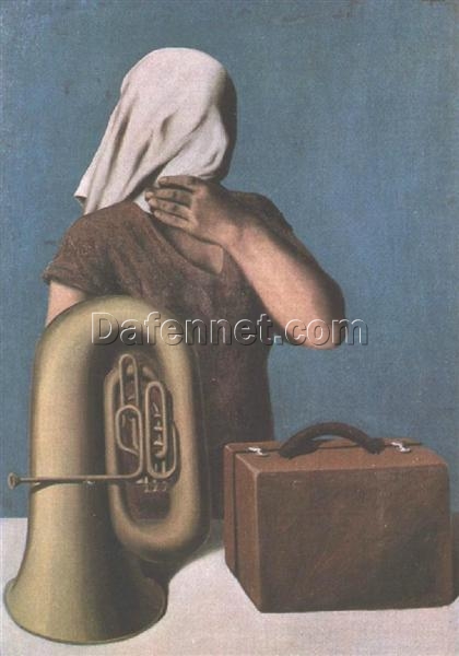 Surrealist Oil Painting Inspired by Magritte – ‘The Heart of the Matter’ (1928), Hand-Painted Canvas Reproduction