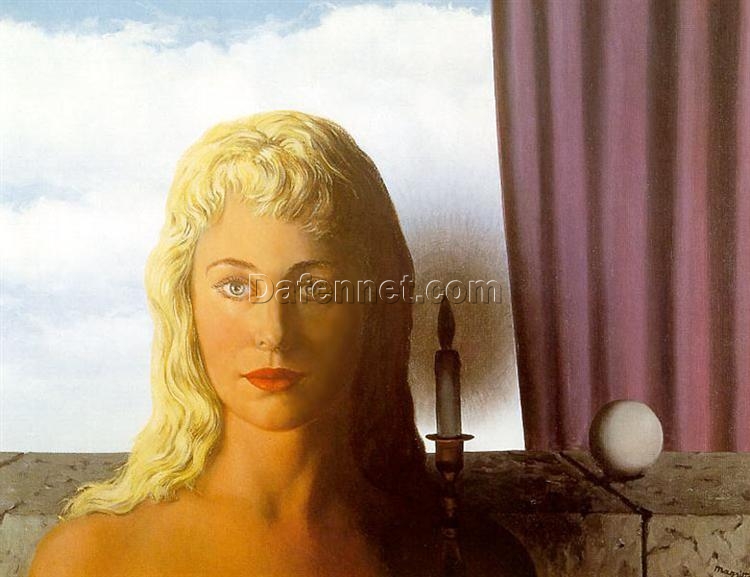 The Ignorant Fairy Inspired by René Magritte – 1950 Surrealist Portrait Oil Painting, Canvas