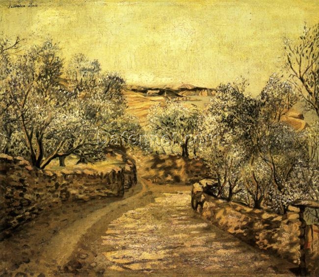 Post-Impressionist Landscape Oil Painting Inspired by Salvador Dalí – The Lane to Port Lligat (c.1921)