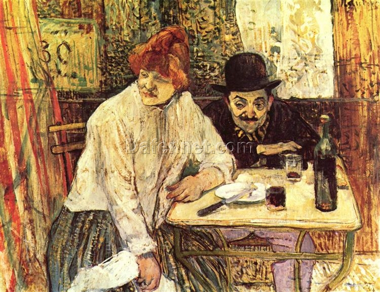 The Last Crumbs (In The Restaurant La Mie)” Henri de Toulouse-Lautrec – 1891 Oil on Cardboard Painting