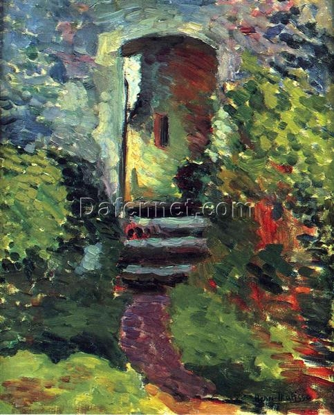 Custom Oil Painting Inspired by Henri Matisse – ‘The Little Gate of the Old Mill’ (1898) – Divisionist Landscape on Canvas