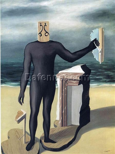 The Man of the Sea Inspired by René Magritte – 1927 Surrealist Symbolic Oil Painting, Canvas (Dimensions: Unknown)