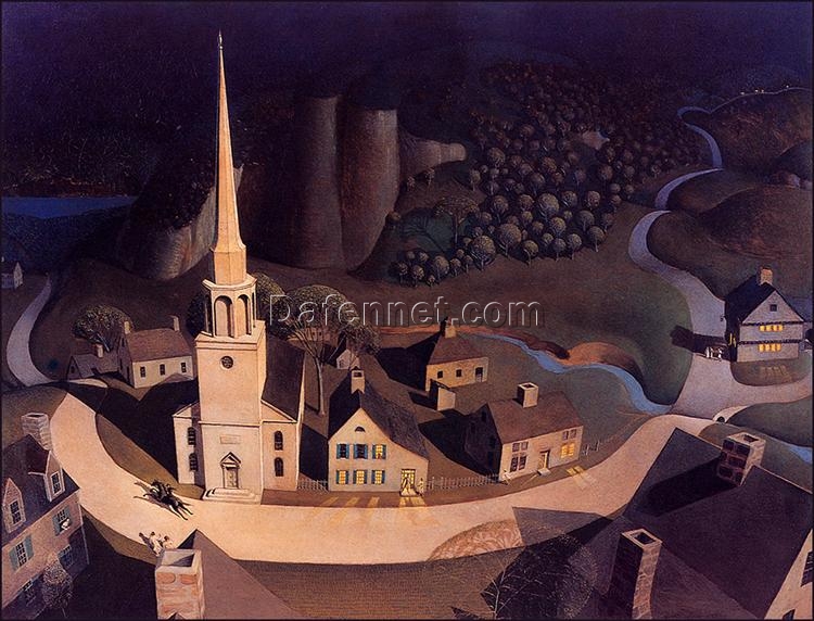 Grant Wood’s ‘The Midnight Ride of Paul Revere’ – Custom Oil Reproduction of 1931 Regionalist Artwork