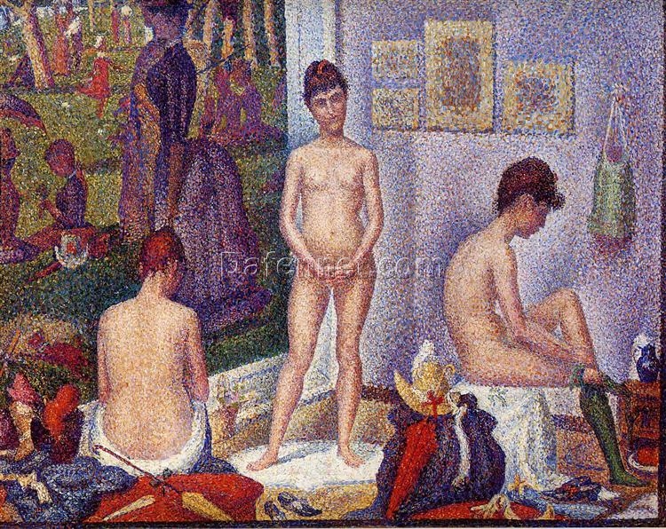 The Models” by Georges Seurat – Neo-Impressionist Nude Painting Poster