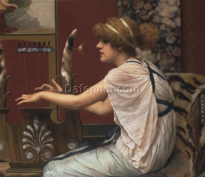 The Muse Erato at her Lyre by John William Godward | 1895 Neoclassical Oil Painting