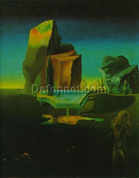 The Mysterious Source of Harmony Inspired by Salvador Dali – Surrealist Landscape Oil Painting on Canvas (1934)